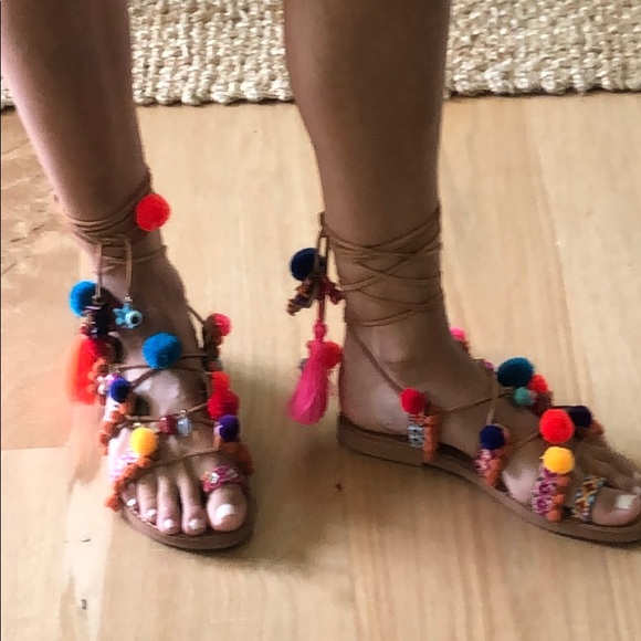 CJ Laing One of a Kind Pompom Gladiator Sandals - Picture 9 of 9